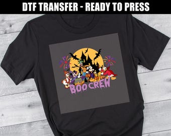 Boo Crew DTF Heat Transfer Mickey Minnie Donald Daisy Goofy Pluto Halloween Spooky House Iron On svg png