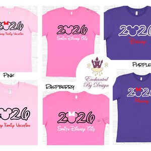 Camiseta personalizada de vacaciones familiares de Disney 2026, Mickey o Minnie, agrega tu nombre familiar, camiseta sorpresa de viaje a Disney. imagen 7