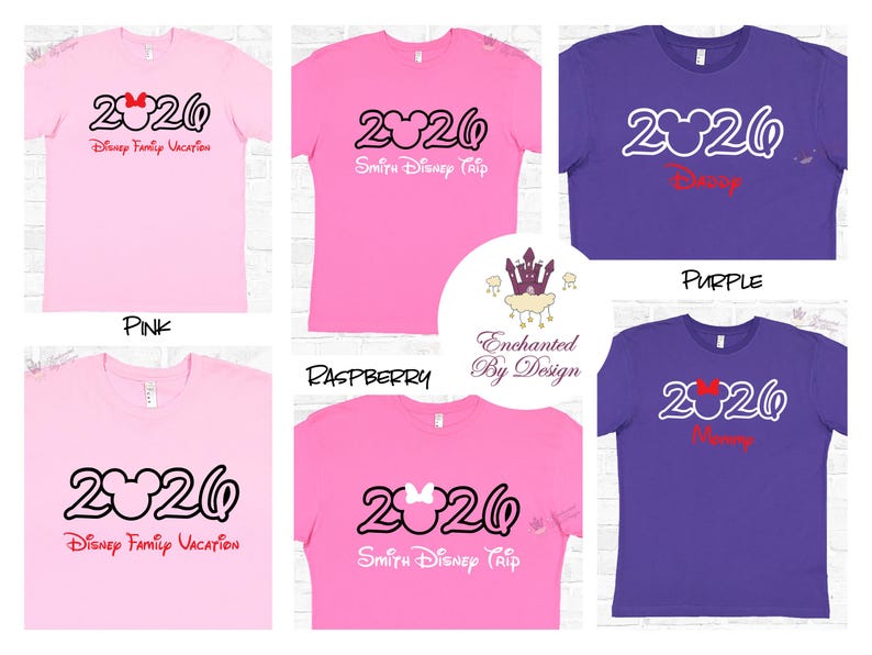 Camiseta personalizada de vacaciones familiares de Disney 2026, Mickey o Minnie, agrega tu nombre familiar, camiseta sorpresa de viaje a Disney. imagen 7