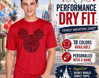 Mickey Head Disney Dry Fit Dryfit Performance Shirt | Disney Family Vacation Shirts | Matching Disney Couples Shirts