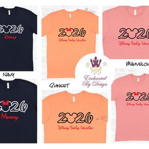 Camiseta personalizada de vacaciones familiares de Disney 2026, Mickey o Minnie, agrega tu nombre familiar, camiseta sorpresa de viaje a Disney. imagen 5