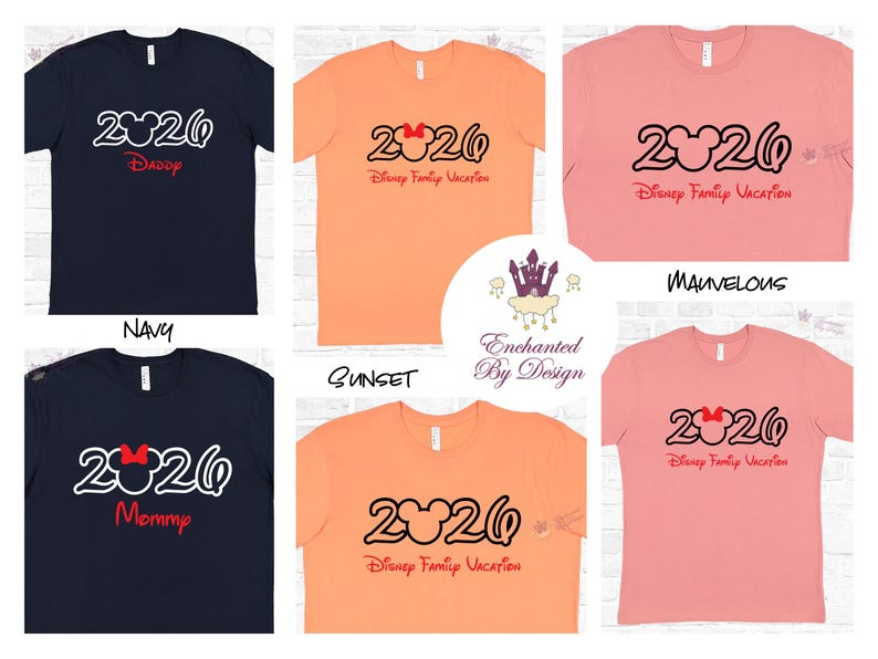 Camiseta personalizada de vacaciones familiares de Disney 2026, Mickey o Minnie, agrega tu nombre familiar, camiseta sorpresa de viaje a Disney. imagen 5