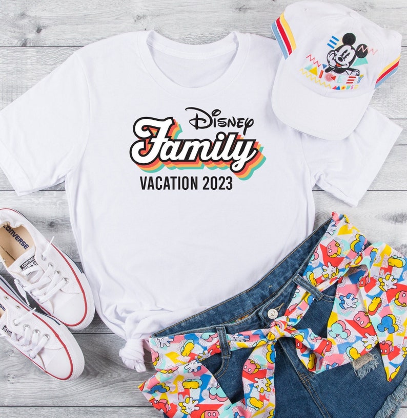 Retro Throwback Disney Family Vacation 2023 2024 Custom Disney Matching Shirts Disney World 100th Anniversary image 1