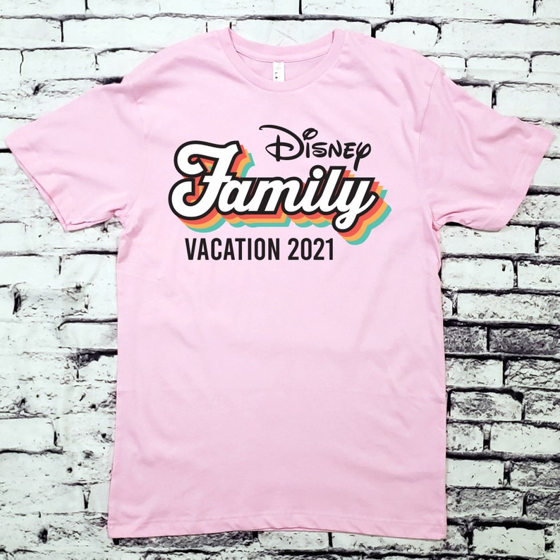 Retro Throwback Disney Family Vacation 2023 2024 Custom Disney Matching Shirts Disney World 100th Anniversary Pink