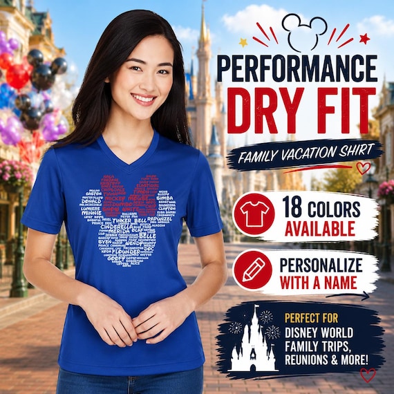 Minnie Head Disney Dry Fit Dryfit Performance Shirt | Disney Couples Shirt | Disney Family Vacation Shirts | Matching Disney Summer Shirts
