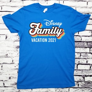 Retro Throwback Disney Family Vacation 2023 2024 Custom Disney Matching Shirts Disney World 100th Anniversary Cobalt