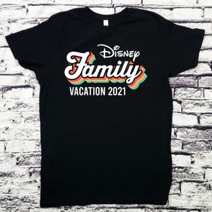Retro Throwback Disney Family Vacation 2023 2024 Custom Disney Matching Shirts Disney World 100th Anniversary Black