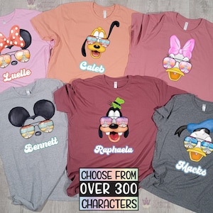 Matching Disney Sunglass Watercolor Shirts, Custom Disney Family Sunglass Shirts, Personalized Disney Family Vacation Trip Tee Shirts