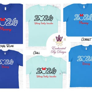 Camiseta personalizada de vacaciones familiares de Disney 2026, Mickey o Minnie, agrega tu nombre familiar, camiseta sorpresa de viaje a Disney. imagen 8