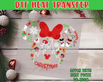 Transferencia de calor DTF de Minnie Mouse para Navidad: Alegría para el mundo