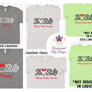 Camiseta personalizada de vacaciones familiares de Disney 2026, Mickey o Minnie, agrega tu nombre familiar, camiseta sorpresa de viaje a Disney. imagen 3