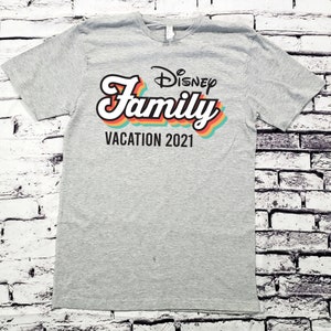 Retro Throwback Disney Family Vacation 2023 2024 Custom Disney Matching Shirts Disney World 100th Anniversary Heather Grey