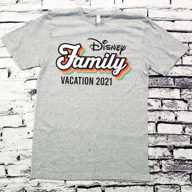 Retro Throwback Disney Family Vacation 2023 2024 Custom Disney Matching Shirts Disney World 100th Anniversary Heather Grey