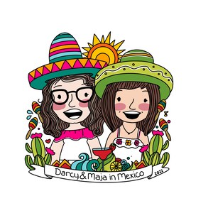 Retrato de vacaciones - Ilustraciones digitales personalizadas: regalo, Navidad, mascotas, pareja, mamá, dibujo, dibujos animados, impresión, abuela, vacaciones