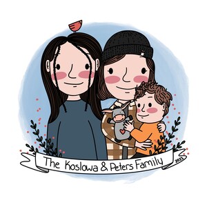 FAMILIE Portrait - Personalisierte benutzerdefinierte digitale Illustrationen: Geschenk, Weihnachtsporträt, Haustiere, Paar, Mutter, Zeichnung, Cartoon, Druck, großartig