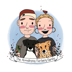 PAAR Porträt - Personalisierte benutzerdefinierte digitale Illustrationen: Geschenk, Weihnachten, Haustiere, Paar, Jahrestag, Zeichnung, Cartoon, Druck, Geburtstag