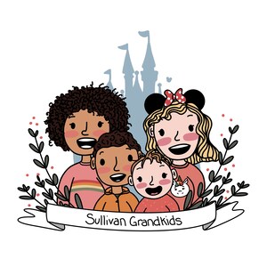DISNEY FAMILY Portrait - Personalized Custom Digital Illustration: Gift, Disneyland, Pets, Couple, Mom, Drawing, Cartoon, Christmas, Grandma