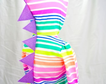 Dragon Hoodie - Rainbow & Purple Glitter Size 2T/24 mos