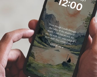 PAKIET Ekran blokady wersetów biblijnych - 10 tapet cyfrowych z inspirującą sztuką akwarelową - tła telefonów chrześcijańskich - projekty Pisma Świętego