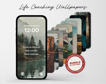 PAKIET Mantry Life Coaching | 10 inspirujących tapet cyfrowych | Ekrany blokady smartfona