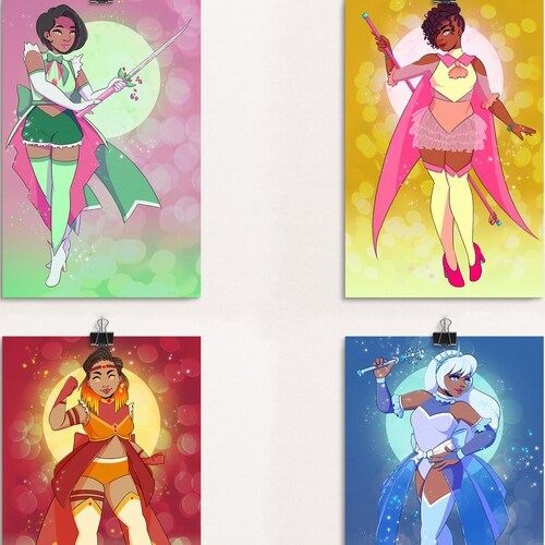 SEASONAL MAGICAL GIRLS - holographic mini prints