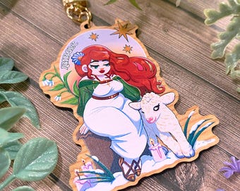 IMBOLC - Porte-clés en bois de 7,6 cm