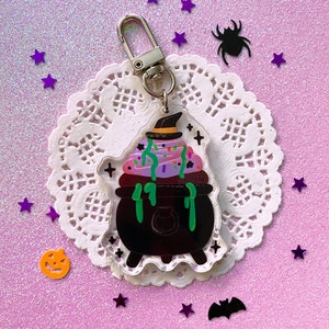 HALLOWEEN TEA PARTY 2.5 acrylic keychains Cauldron Cupcake