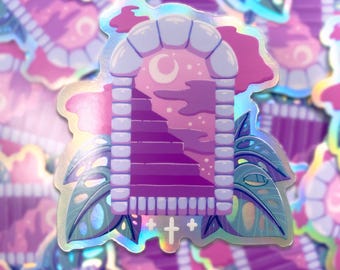 VAPORWAVE PORTAL - Sticker vinyle holographique 3"