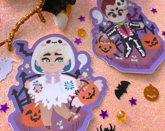 Buenos presagios HALLOWEEN - Adhesivo de vinilo de 3"