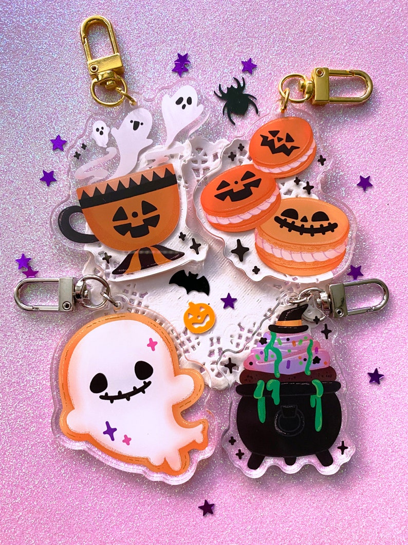 HALLOWEEN TEA PARTY 2.5 acrylic keychains Set of Four