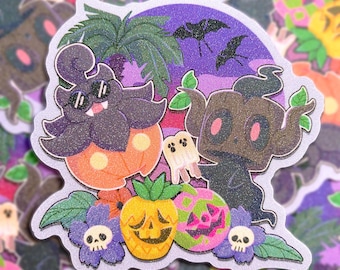 PKMN Summerween Pumpkin - 3" sand glitter sticker