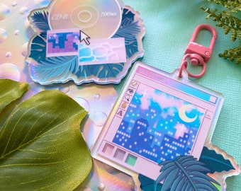 VAPORWAVE VIBES - 2.5" holographic acrylic keychain