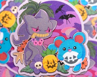PKMN Summerween Puppet - 3" sand glitter sticker