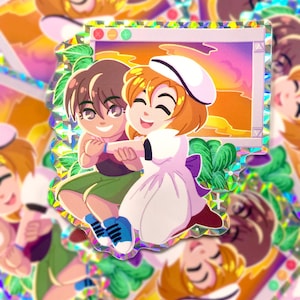 Higurashi RENA AND KEIICHI - 3" prismatic holo sticker