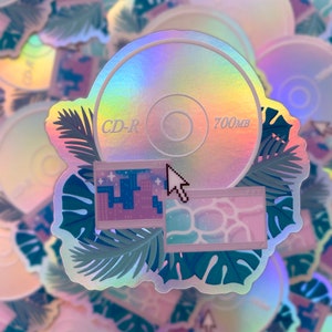 VAPORWAVE CD - 3&quot; holographic vinyl sticker