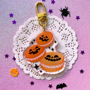 HALLOWEEN TEA PARTY 2.5 acrylic keychains Pumpkin Macarons