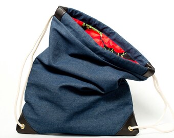 LORIMER - One-off bag / Drawstring / Canvas Backpack / Sackpack / Gym bag / Everyday / Sport / Backpack