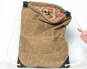 TROUTMAN - One-off bag / Drawstring / Canvas Backpack / Sackpack / Gym bag / Everyday / Sport / Backpack