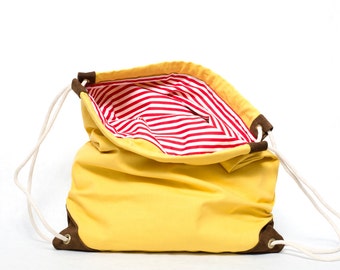 ROCKAWAY - One-off bag / Drawstring / Canvas Backpack / Sackpack / Gym bag / Everyday / Sport / Backpack / Red Thread Bag