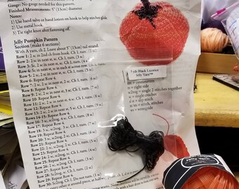 Pumpkin Pattern Kit made with jelly yarn.