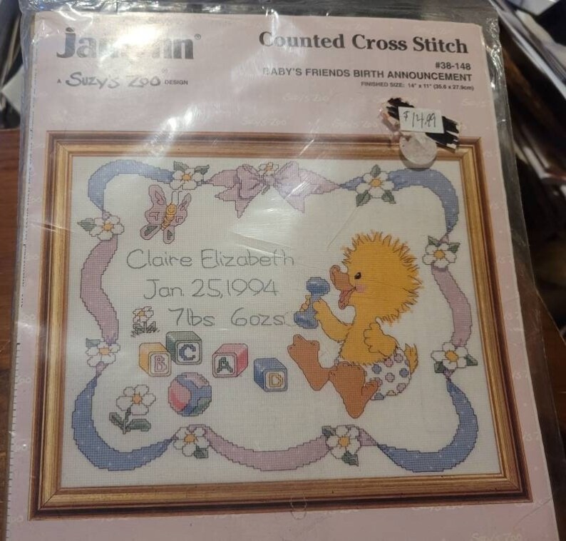 Counted Cross Stitch Baby Birth Announcement Etsy