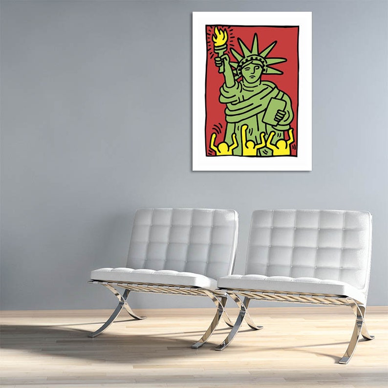 Keith Haring statue of liberty Canvas Wall Art Framed Print | Etsy