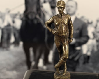 Bronze Jockey Car Mascot Hood Ornament Antique 1930s