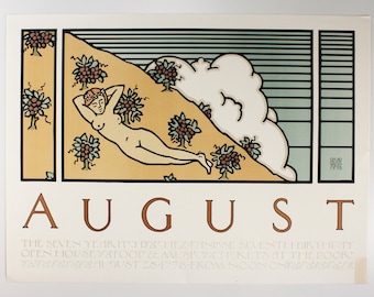 Original David Lance Goines Print Chez Panisse Seventh Birthday Seven Year Itch August Poster #74