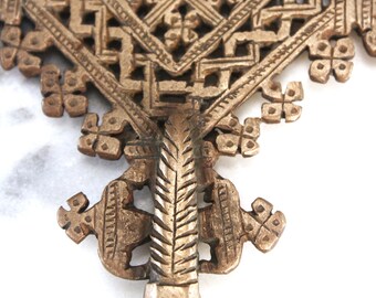 Croix Orthodoxe éthiopienne Ancienne En Laiton - Bénédiction Faite Main