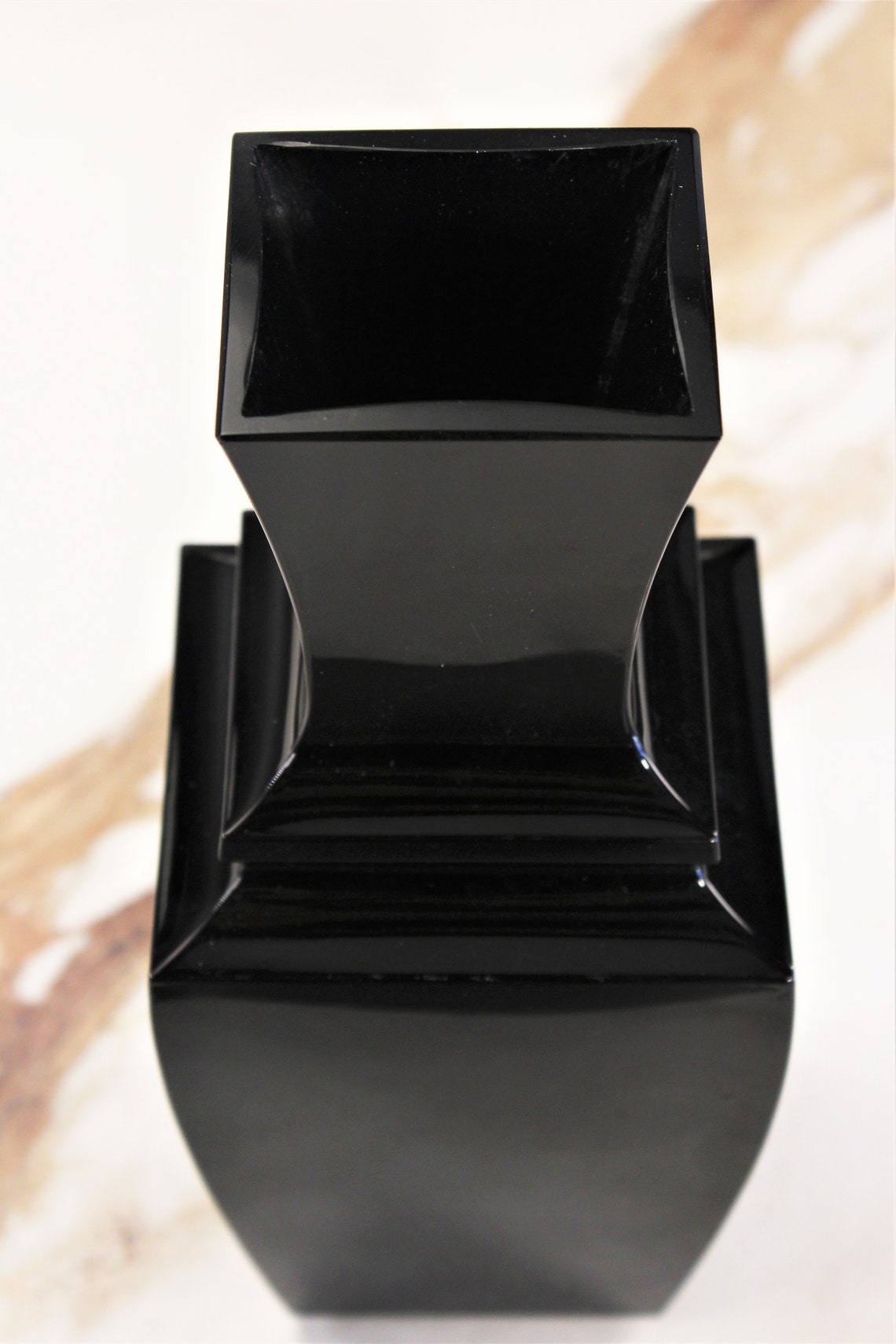 Vintage Onyx Black Glass Vase Etsy