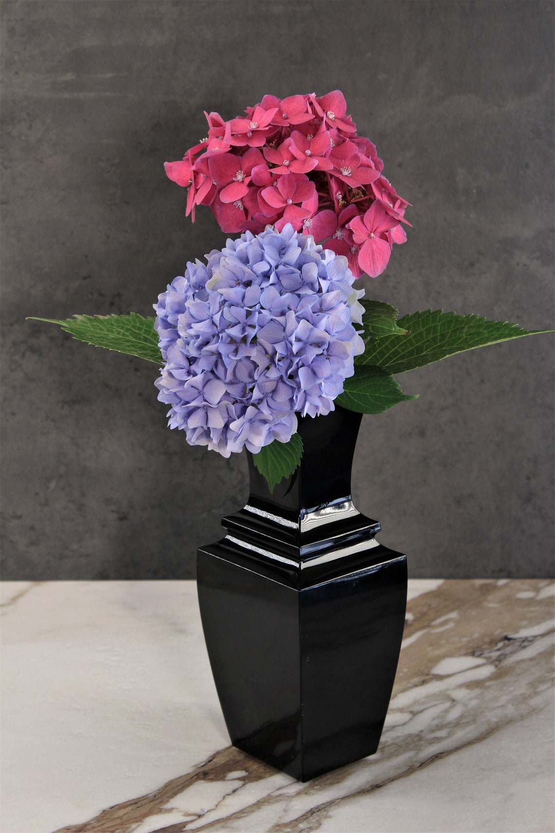 Vintage Onyx Black Glass Vase Etsy