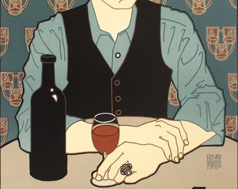 Original David Lance Goines Print Chez Panisse Self Portrait