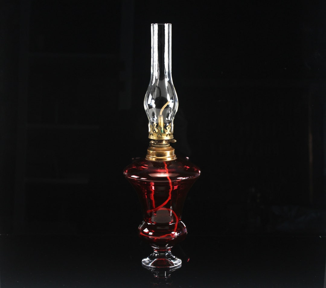 Antique Sanctuary Oil Lamp French Ruby Glass 19th Century Etsy