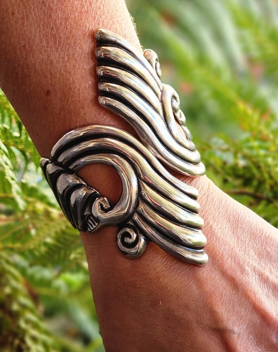 1930s Clamper Bracelet Mexican Sterling Silver J. Gomez Vintage